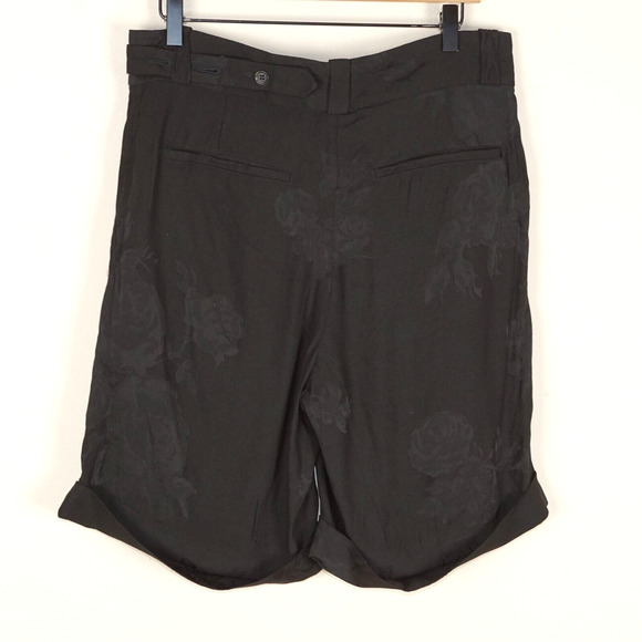 Nanushka Black Floral Jacquard Nagi Viscose Belted Shorts Unisex Sz M - Picture 2 of 10